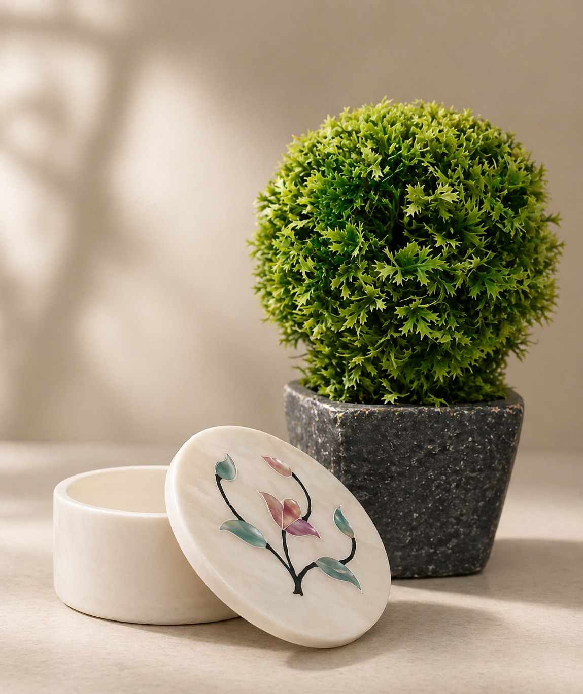 Inlay White Candy Jar - Traditional
