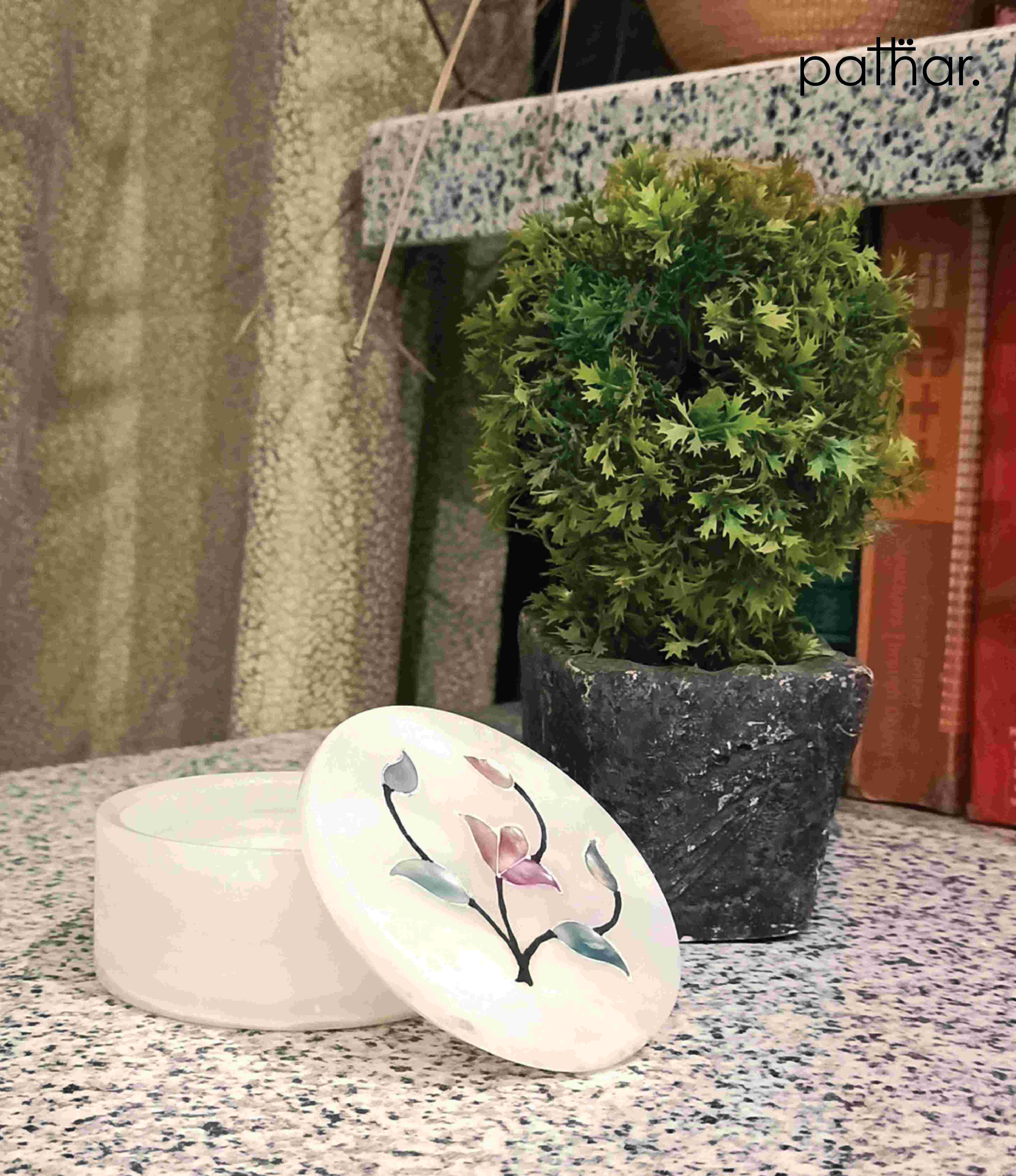 Inlay White Candy Jar - Traditional